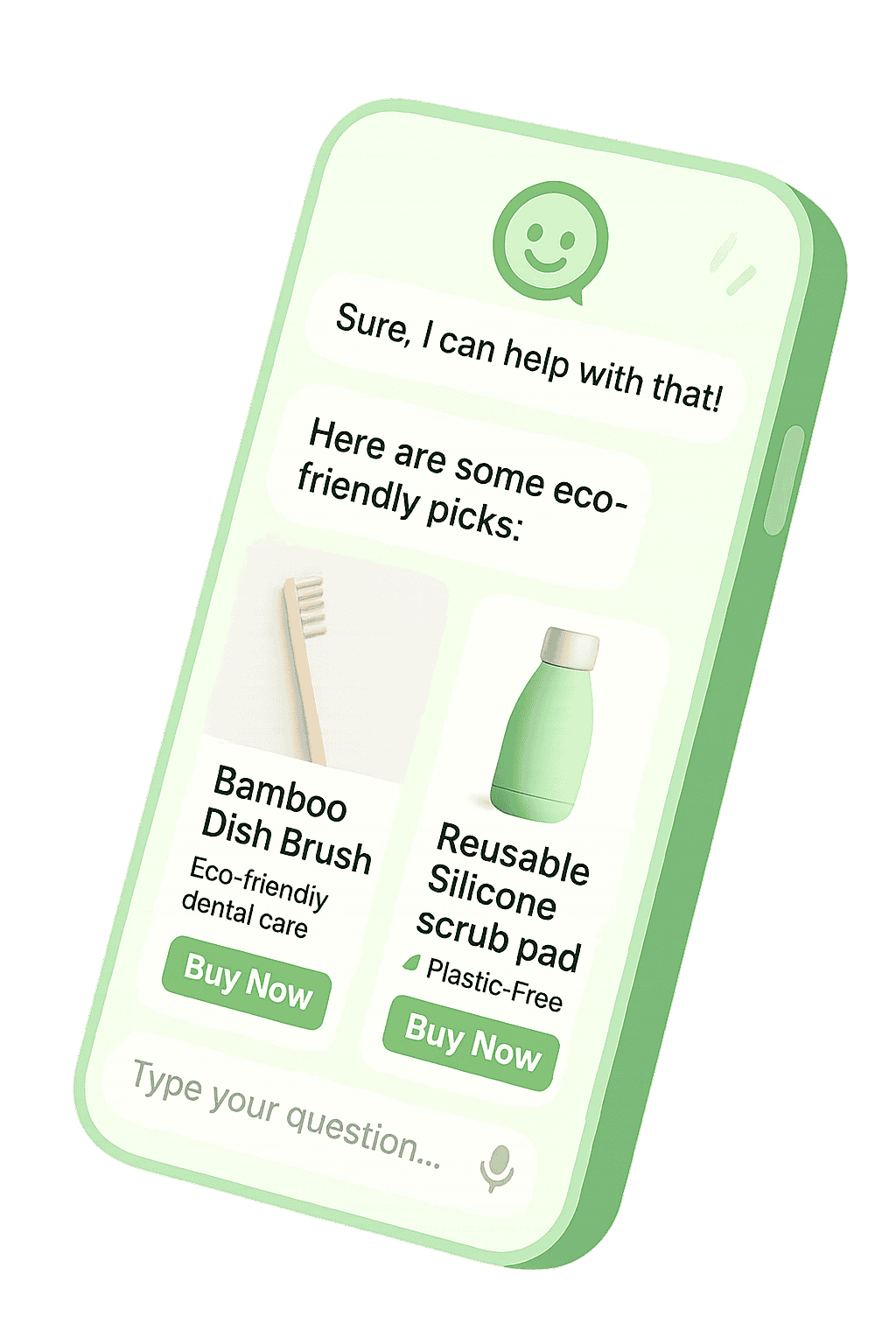 ShopGreen.ai Mobile Chat Mockup